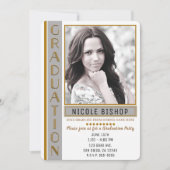 Foto van de Modern Gray Gold Graduation Party Afst Kaart (Voorkant)