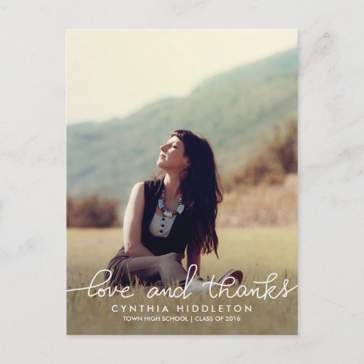 Foto van de moderne Afstuderen Love and Bedankt Ty Briefkaart (Voorkant)
