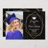 Foto van de moderne Black Gold Geometric Gradution Kaart (Voorkant / Achterkant)