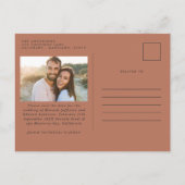 Foto van de moderne bohemische terracotta aankondigingskaart (Achterkant)