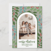 Foto van de moderne boog - eucalyptustakken Kerstm Feestdagenkaart (Voorkant)