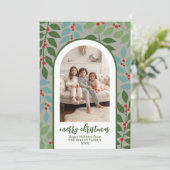 Foto van de moderne boog - eucalyptustakken Kerstm Feestdagenkaart (Staand voorkant)