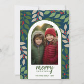 Foto van de moderne boog - eucalyptustakken Kerstm Feestdagenkaart (Voorkant)