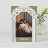 Foto van de moderne boog: zweefgetouwen met kerstm feestdagenkaart (Staand voorkant)