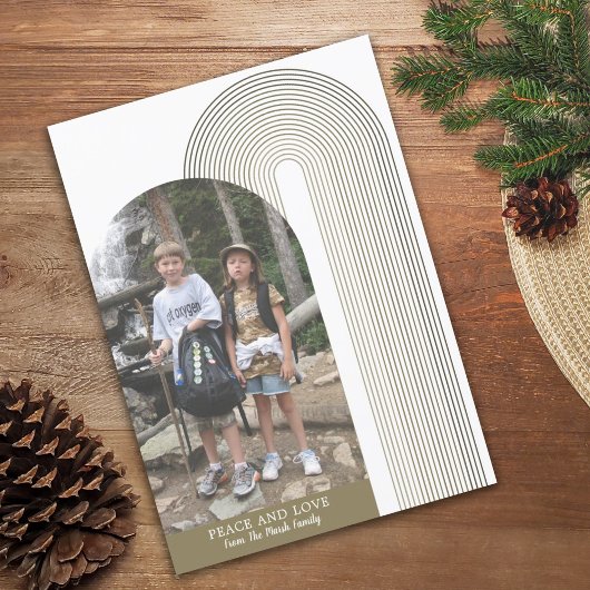 Foto van de moderne boog: zweefgetouwen met kerstm feestdagenkaart