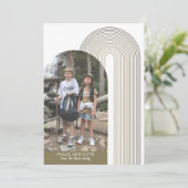 Foto van de moderne boog: zweefgetouwen met kerstm feestdagenkaart (Staand voorkant)