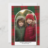 Foto van de moderne boogkunst met kerst roodbruin feestdagenkaart (Voorkant)