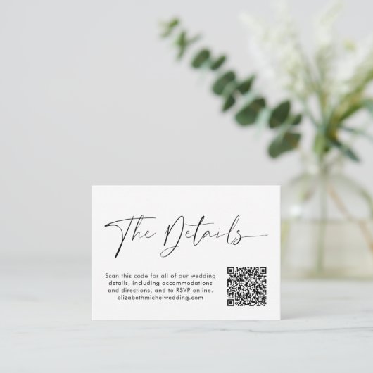 Foto van de moderne bruiloft QR Code Website Informatiekaartje (Staand voorkant)