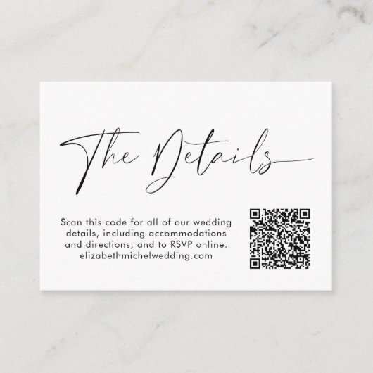 Foto van de moderne bruiloft QR Code Website Informatiekaartje (Voorkant)
