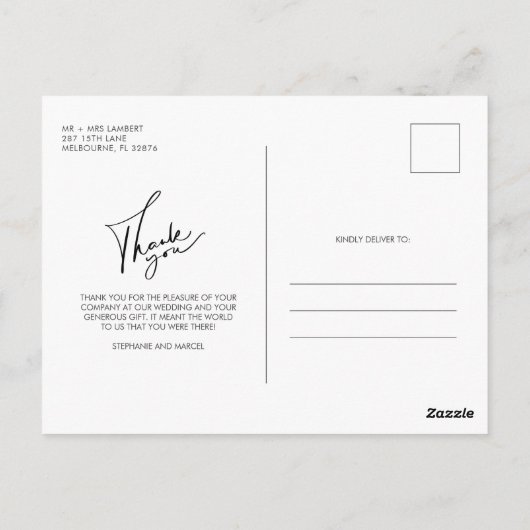 Foto van de moderne bruiloft van het Manuscript Da Briefkaart (Achterkant)