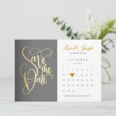 Foto van de moderne Calendar Gold Love Heart Save The Date (Staand voorkant)