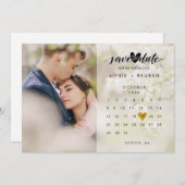 Foto van de moderne Calendar Gold Love Heart Save The Date (Voorkant / Achterkant)