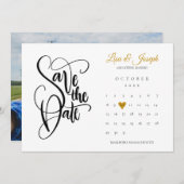 Foto van de moderne Calendar Gold Love Heart Save The Date (Voorkant / Achterkant)