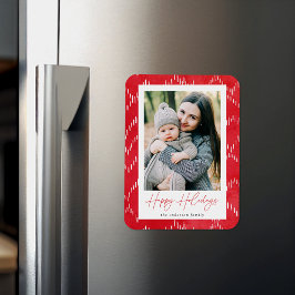 Foto van de moderne Dashed Red Waterverf Holiday Magneet