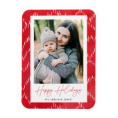 Foto van de moderne Dashed Red Waterverf Holiday Magneet (Verticaal)