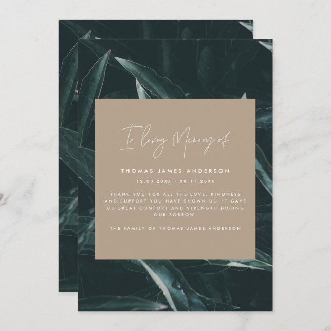 Foto van de moderne elegante grief-herinnering (Voorkant / Achterkant)