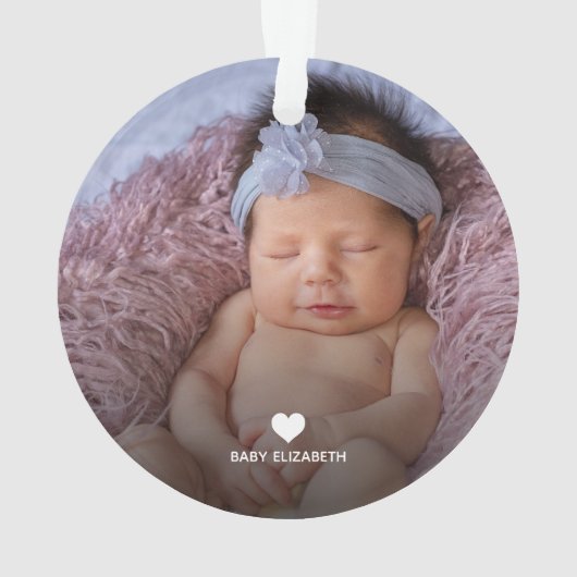 Foto van de moderne Floral Eerste Kerstmis Ornament (achterkant)