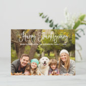 Foto van de moderne Fun Calligraphy Thanksgiving Feestdagenkaart (Staand voorkant)