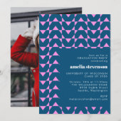 Foto van de moderne Geometrische marineroze Gradua Kaart (Voorkant / Achterkant)