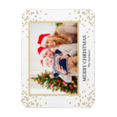 Foto van de moderne Gold Glitter Merry-kerstfamili Magneet (Verticaal)