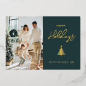 Foto van de moderne Gold Kerstboom Folie Feestdagenkaart (Voorkant)
