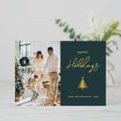 Foto van de moderne Gold Kerstboom Folie Feestdagenkaart (Staand Voorkant)