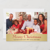 Foto van de moderne Gold Red Botanical kerstfamili Feestdagenkaart (Voorkant)