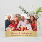 Foto van de moderne Gold Red Botanical kerstfamili Feestdagenkaart (Staand voorkant)