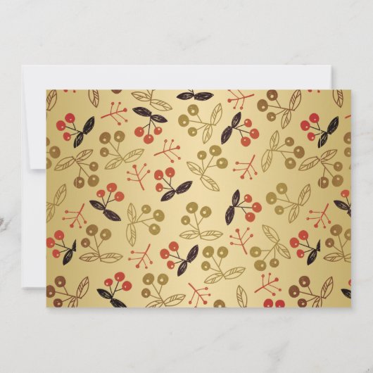 Foto van de moderne Gold Red Botanical kerstfamili Feestdagenkaart (Achterkant)