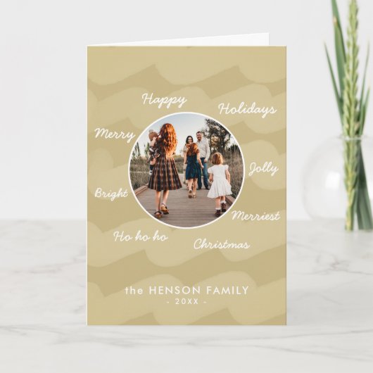 Foto van de moderne gouden kerstwaanzin Foto Holid Feestdagen Kaart (Voorkant)