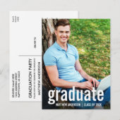 Foto van de moderne Graduation Party Afstuderen Uitnodiging Briefkaart (Voorkant / Achterkant)