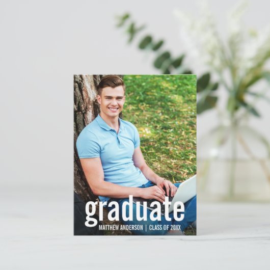 Foto van de moderne Graduation Party Afstuderen Uitnodiging Briefkaart (Staand voorkant)