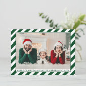 Foto van de moderne groente kerstgroene strippen feestdagenkaart (Staand voorkant)