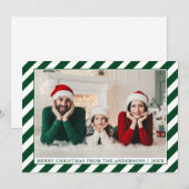 Foto van de moderne groente kerstgroene strippen feestdagenkaart (Voorkant / Achterkant)