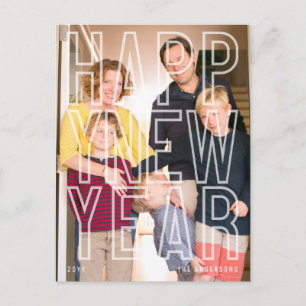 Foto van de moderne Happy New Year Chic Typography Feestdagenkaart