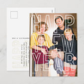 Foto van de moderne Happy New Year Chic Typography Feestdagenkaart (Voorkant / Achterkant)