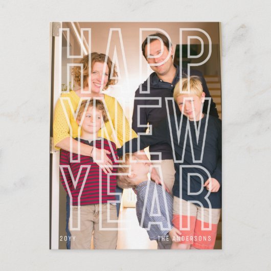 Foto van de moderne Happy New Year Chic Typography Feestdagenkaart (Voorkant)