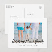 Foto van de moderne Happy New Year-vakantiefamilie Briefkaart (Voorkant / Achterkant)