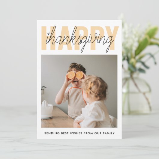 Foto van de moderne Happy Thanksgiving-familie Kaart (Staand voorkant)