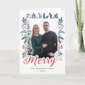 Foto van de moderne Holly en Pine Merry Kerstmis Feestdagen Kaart (Voorkant)