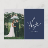 Foto van de moderne huwelijksdag Dank je | Navy Bl Briefkaart (Voorkant)