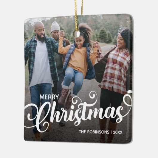 Foto van de moderne kerstfamilie keramisch ornament (Links)