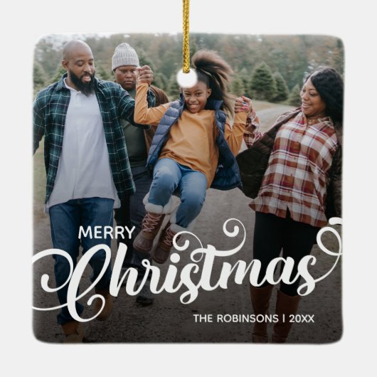 Foto van de moderne kerstfamilie keramisch ornament (Achterkant)
