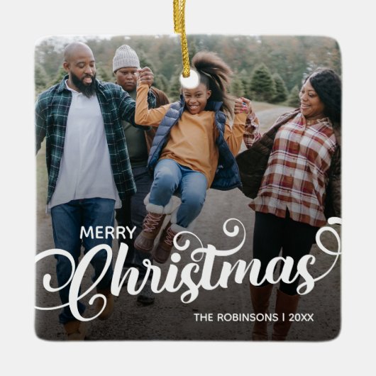 Foto van de moderne kerstfamilie keramisch ornament (Voorkant)