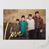 Foto van de moderne kerstklep met handschrift folie feestdagenkaart (Voorkant)