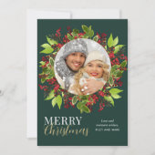 Foto van de moderne kerstWaterverf botanische foto Feestdagenkaart (Voorkant)