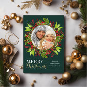 Foto van de moderne kerstWaterverf botanische foto Feestdagenkaart
