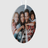 Foto van de moderne Manuscript Merry-kerstfamilie Ornament (voorkant)