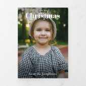 Foto van de moderne 'Merry'-kersttypografie Drieluik Kaart (Cover)