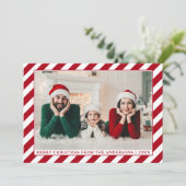 Foto van de moderne Merry Red Stripes Feestdagenkaart (Staand voorkant)